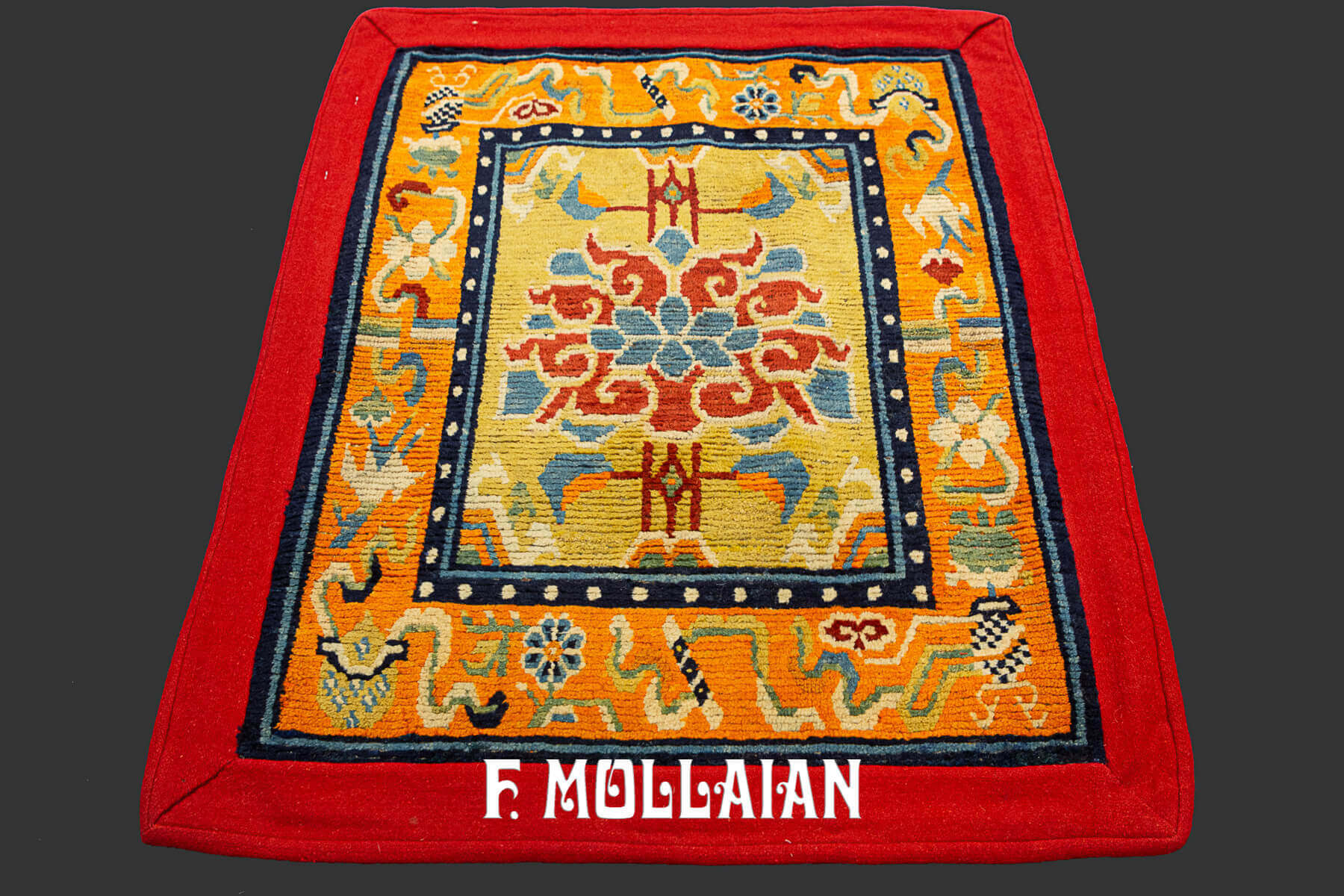 Small multi-color Tibetan Antique Decorative Rug n°:29129622